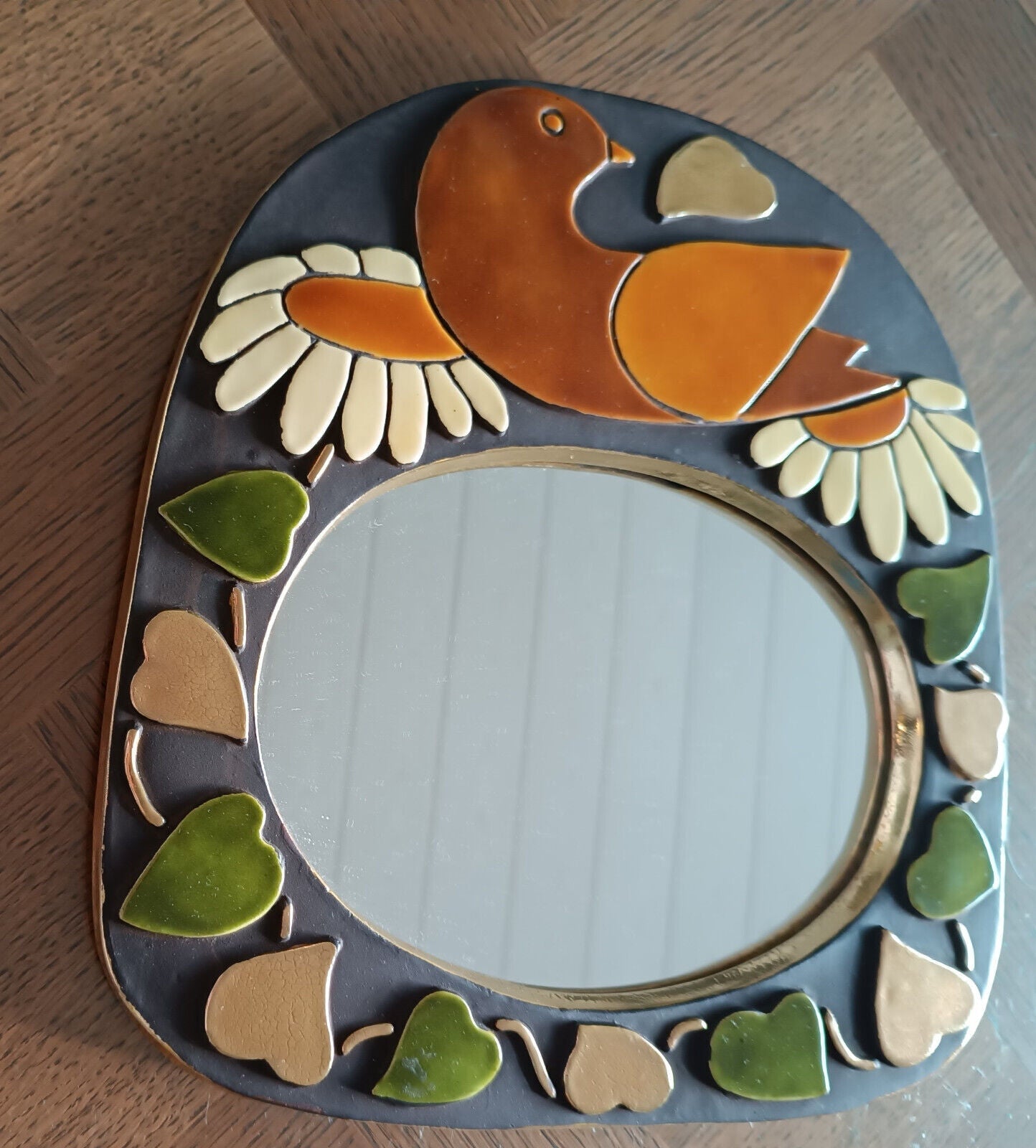 Miroir à l'oiseau céramique de Mithé Espelt