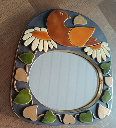 Miroir à l'oiseau céramique de Mithé Espelt