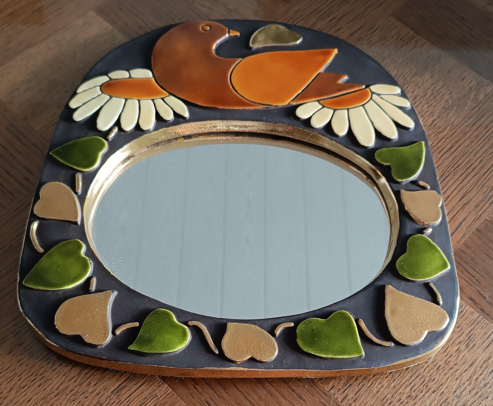 Miroir à l'oiseau céramique de Mithé Espelt