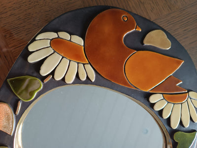 Miroir à l'oiseau céramique de Mithé Espelt
