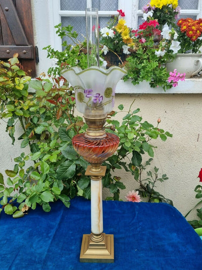 Baccarat Belle Lampe À Pétrole Ancienne