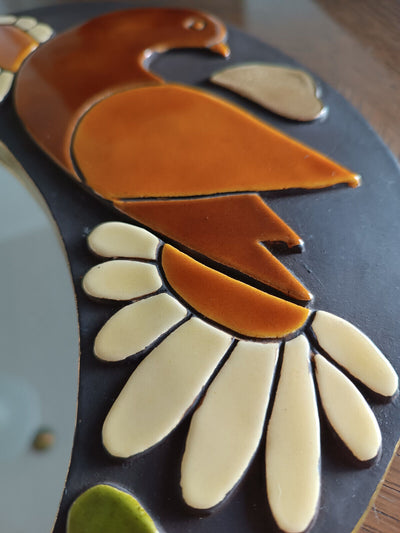 Miroir à l'oiseau céramique de Mithé Espelt