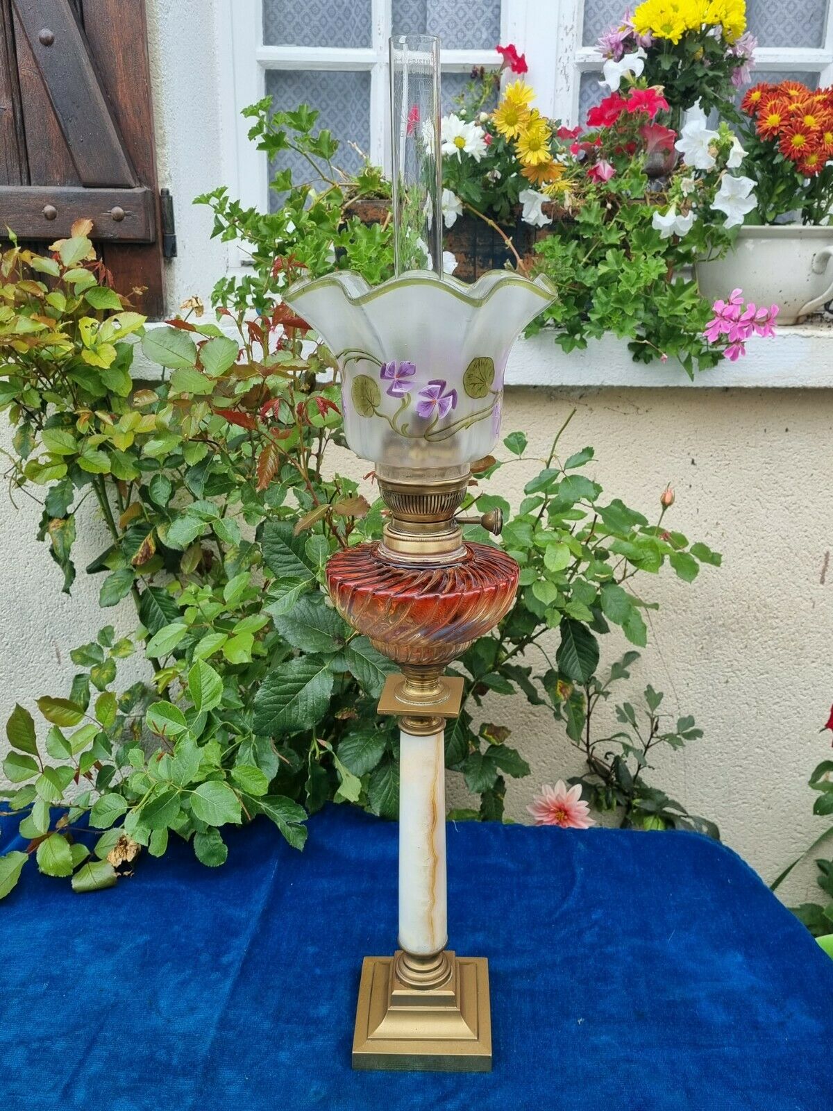 Baccarat Belle Lampe À Pétrole Ancienne