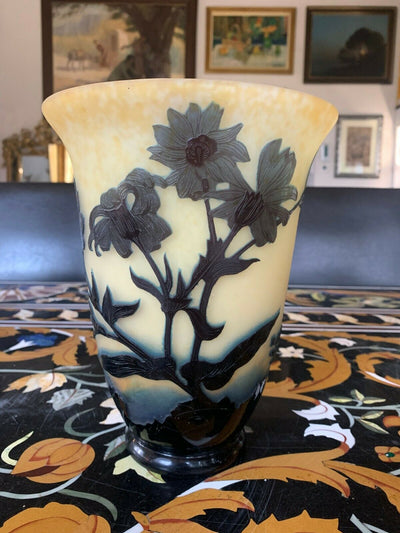 Grand Vase Par André Delatte, Nancy. 'chrysanthèmes' Vers 1920