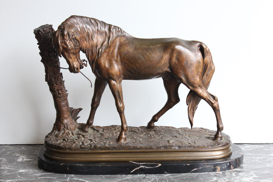 Bronze Orientaliste Cheval Au Palmier De Mêne XIXème