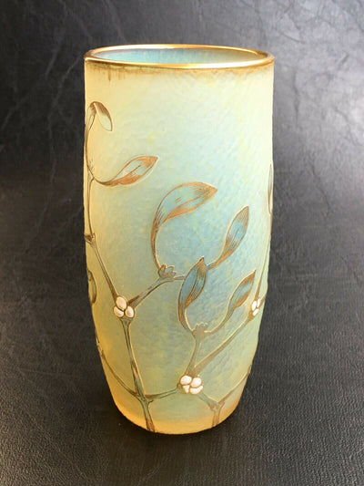 Vase opalescent  émaillé signé Daum Nancy ( Authentique vers 1900 )