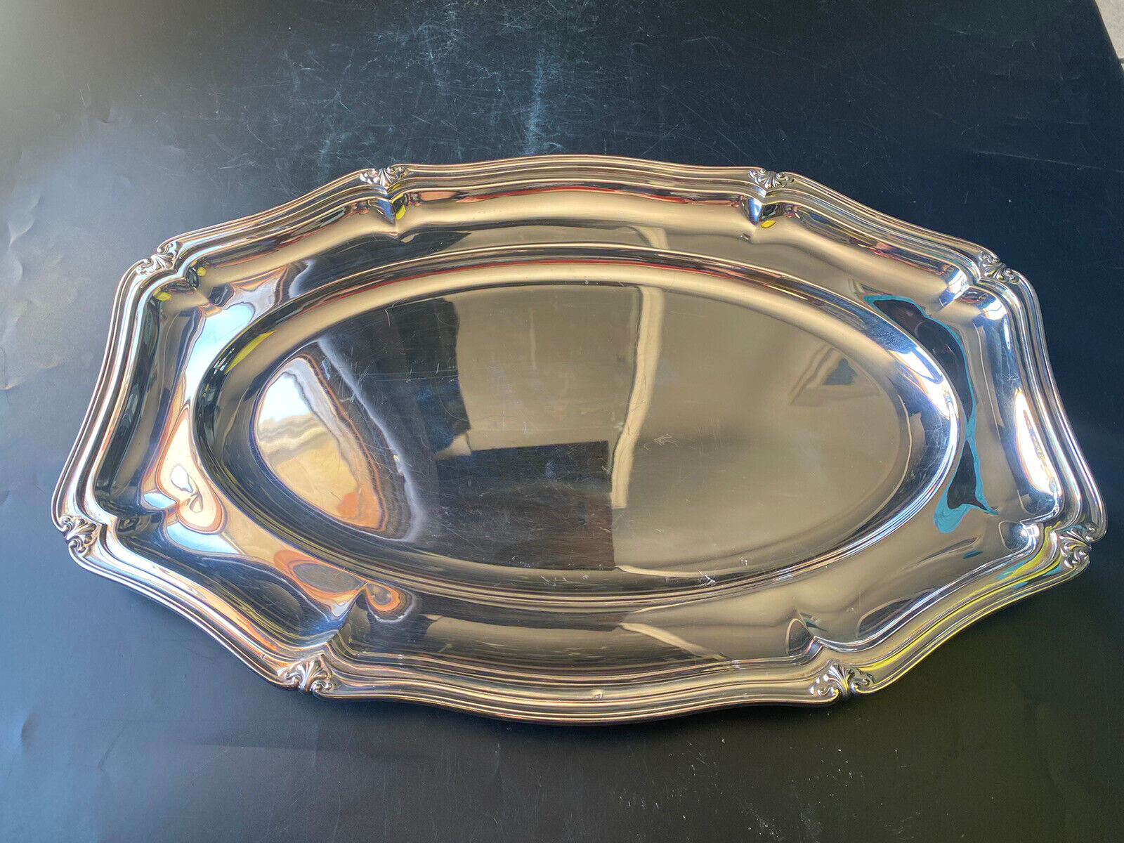 Ancien Grand Plat En Argent Massif Poincon 800