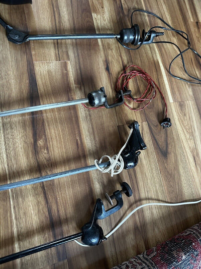 Lot de 4 anciennes lampes Gras Ravel