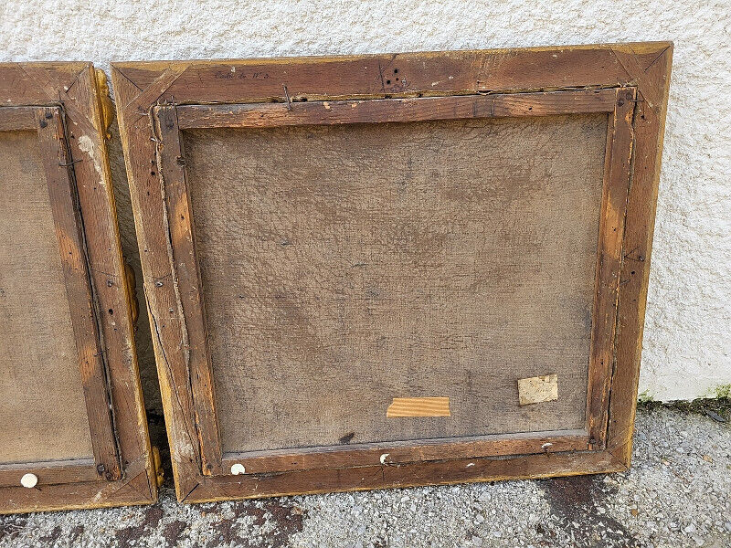Paire de Tableaux – Peintures du XIXᵉ Siècle – Avec Cadres Dorés