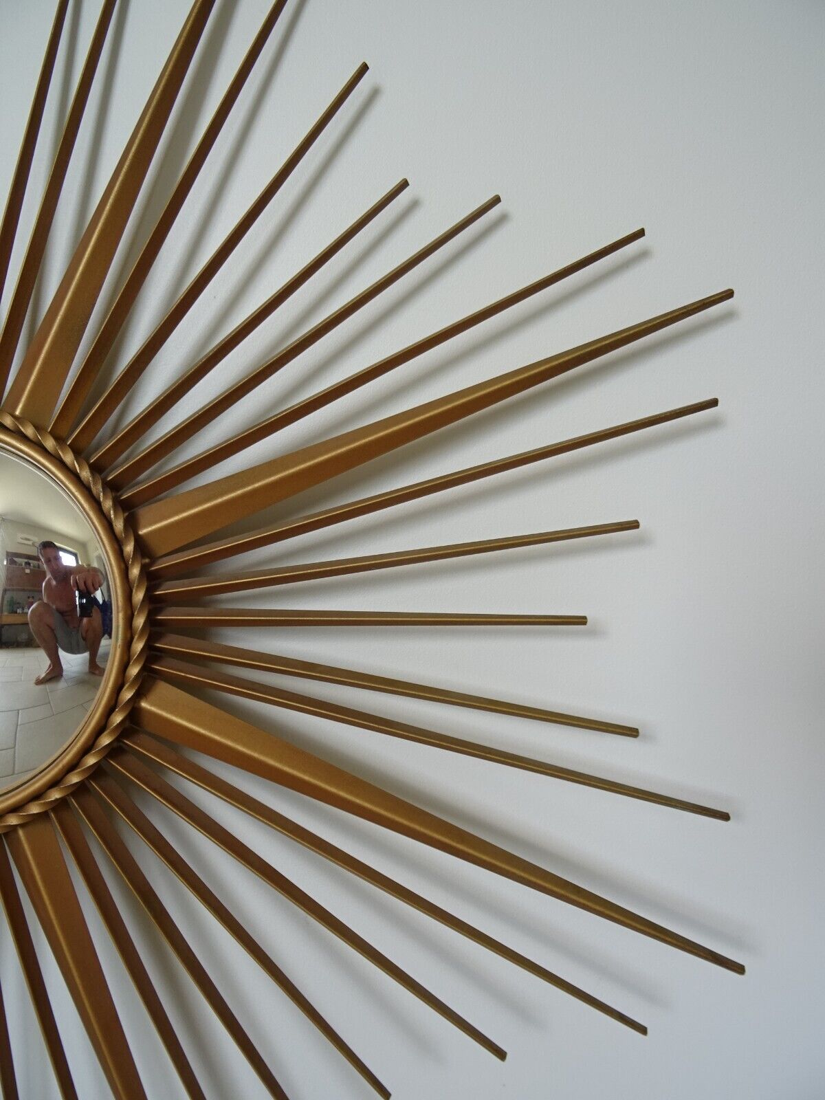 Ancien Miroir Soleil Chaty Vallauris Bombé Sorcière