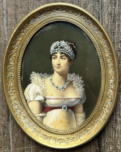 Tableau Ancien Miniature Portrait Impératrice Joséphine Sacre Napoléon Peinture
