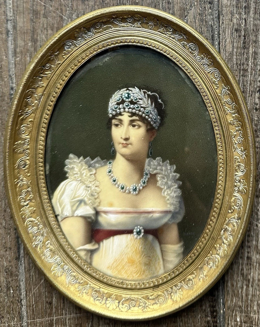 Tableau Ancien Miniature Portrait Impératrice Joséphine Sacre Napoléon Peinture