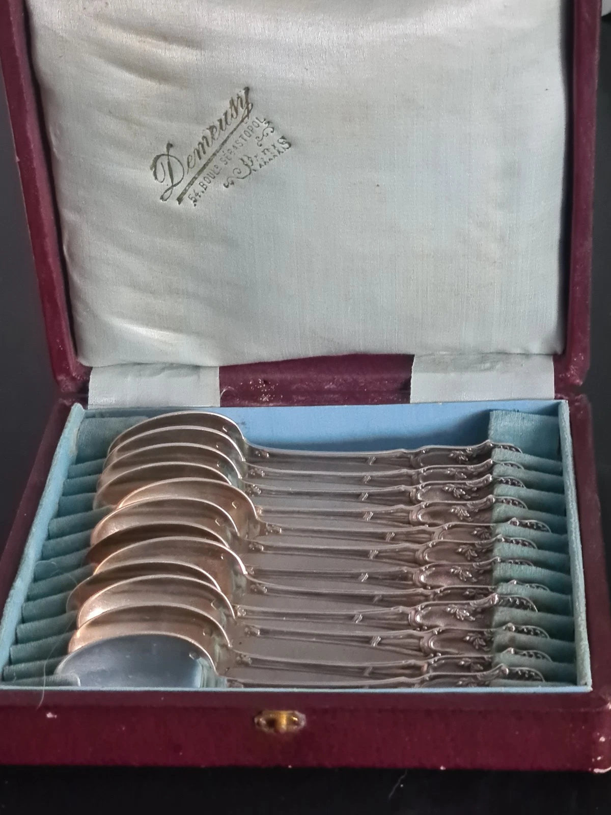 Ensemble De 12 Cuillères À Café En Argent Massif De L'Orfèvre Henri Soufflot