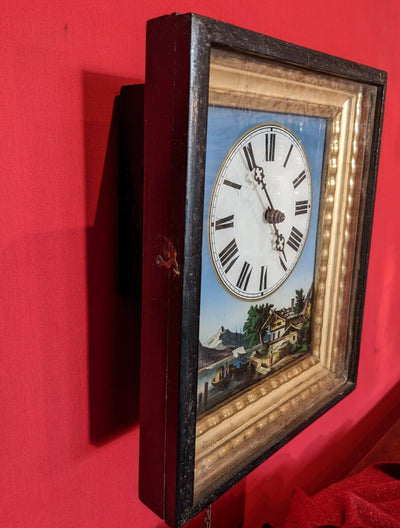 Horloge Forêt noire peinture tableau pendule murale Napoléon III