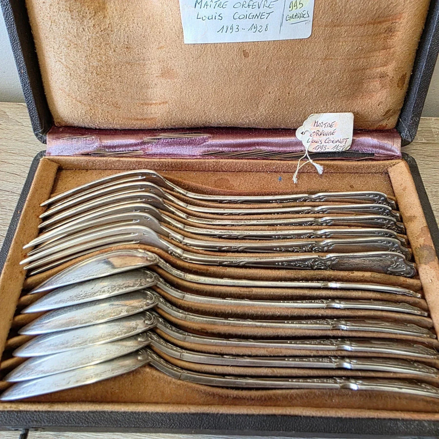 Coffret Ménagère Argent Massif 12 couverts : Louis Coignet