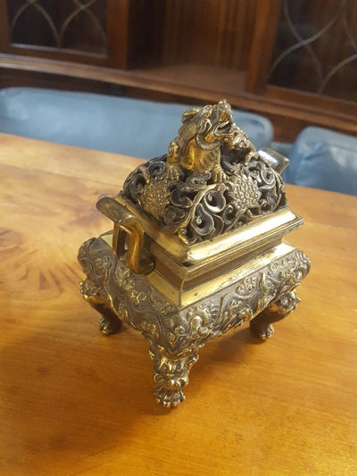 Ancien Brûle Parfum En Bronze Asiatique Chinese Vietnamien