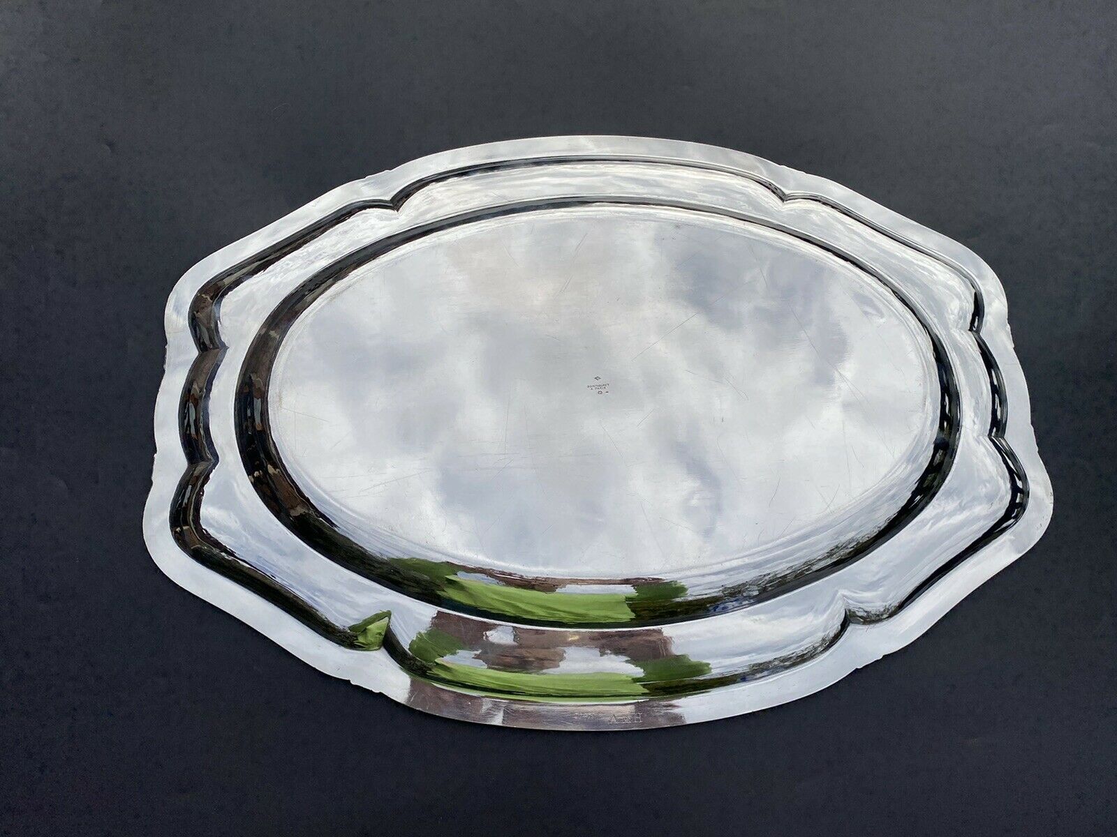 Ancien Grand Plat En Argent Massif Armoirie Royale
