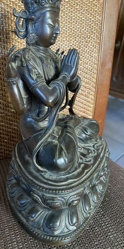 Statue Bronze Époque Xix Eme ( Inde Cambodge Vietnan  )