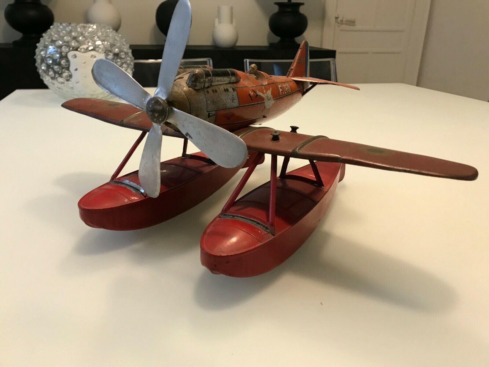 Jouet Ancien Mecanique  Tole Hydravion Jep F260