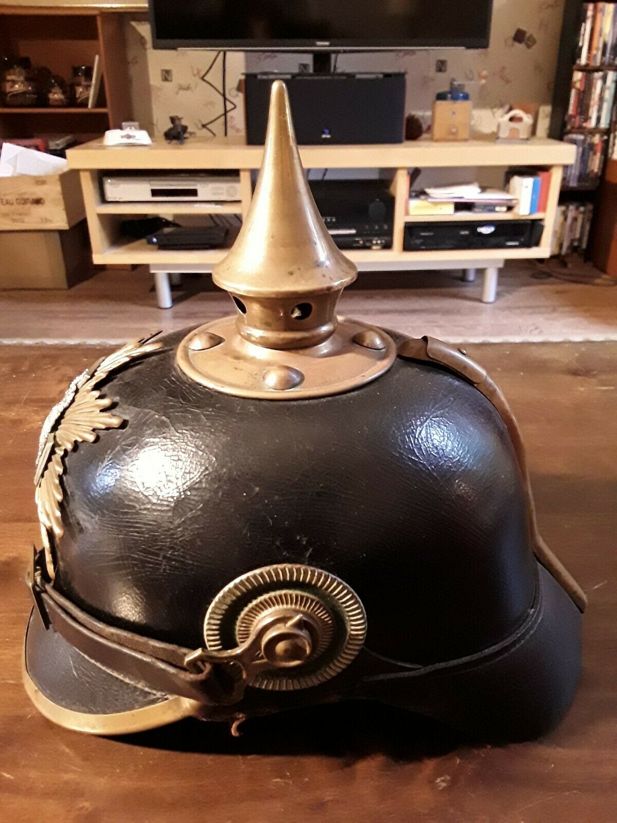 Casque À Pointe Troupe Saxe Reserviste Spikehelmet Pickelhaube
