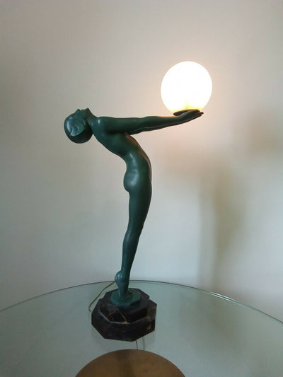 Max Le Verrier Grande Lampe "Clarté" 64 cm Art Déco signés