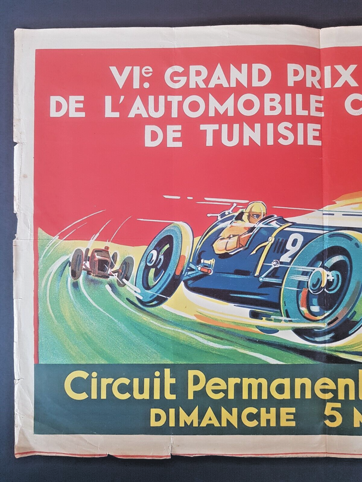 Ancienne affiche, Grand prix de l'automobile club Tunisie, Carthage