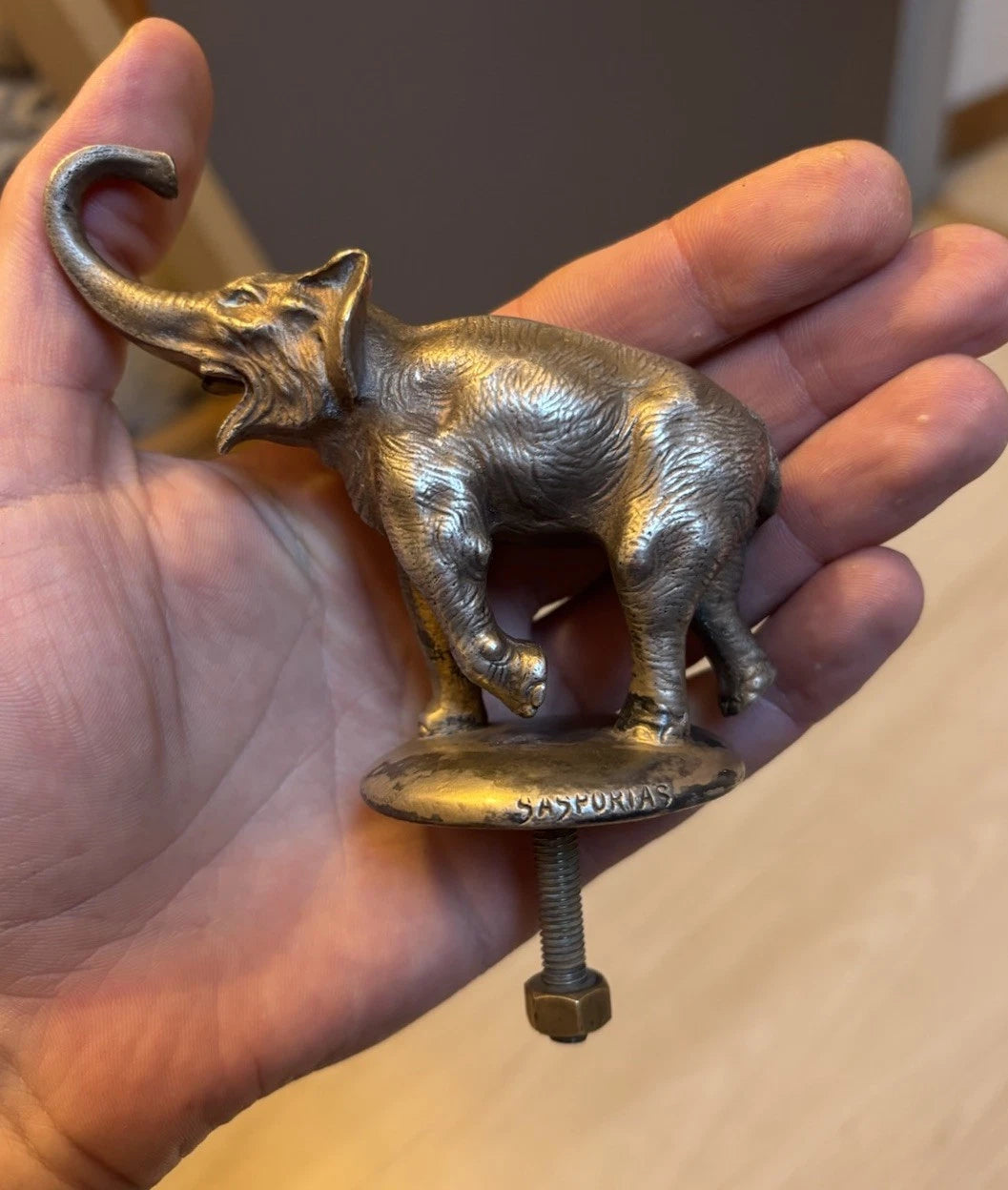 Ancienne Mascotte Automobile Bronze Elephant Bouchon Radiateur Mascote Auto
