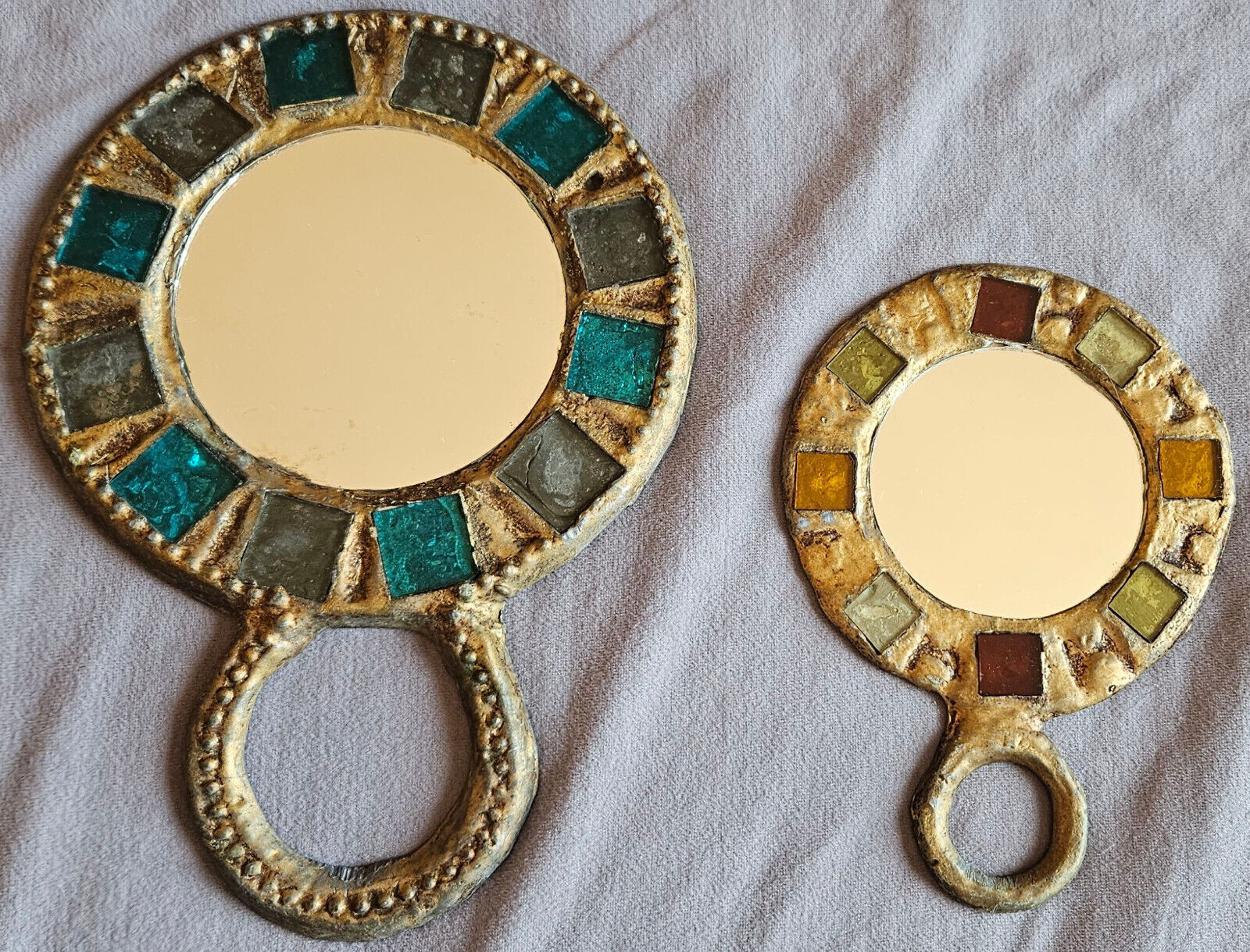 Miroirs Vintage Plomb Doré Et Pâte De Verre École Line Vautrin - Irena Jaworska 2