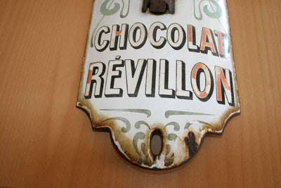 Ancienne Plaque émaillée Publicitaire Thermométre CHOCOLAT REVILLON