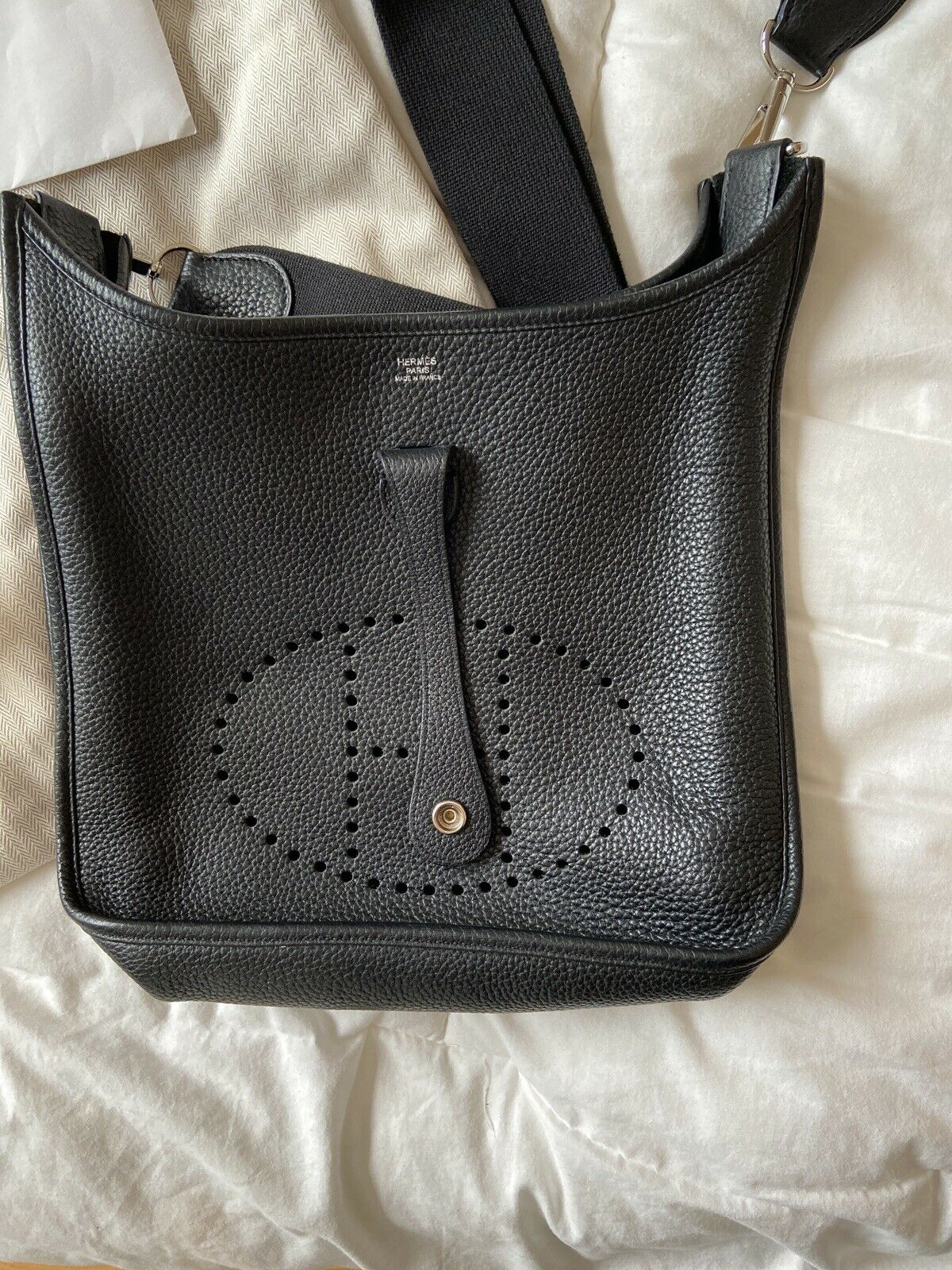 Sac Hermes Evelyne III 29 Taurillon Clemence Noir Authentique