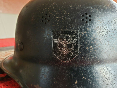 Casque Allemand Ww2 M34 Complet, Double Insigne.