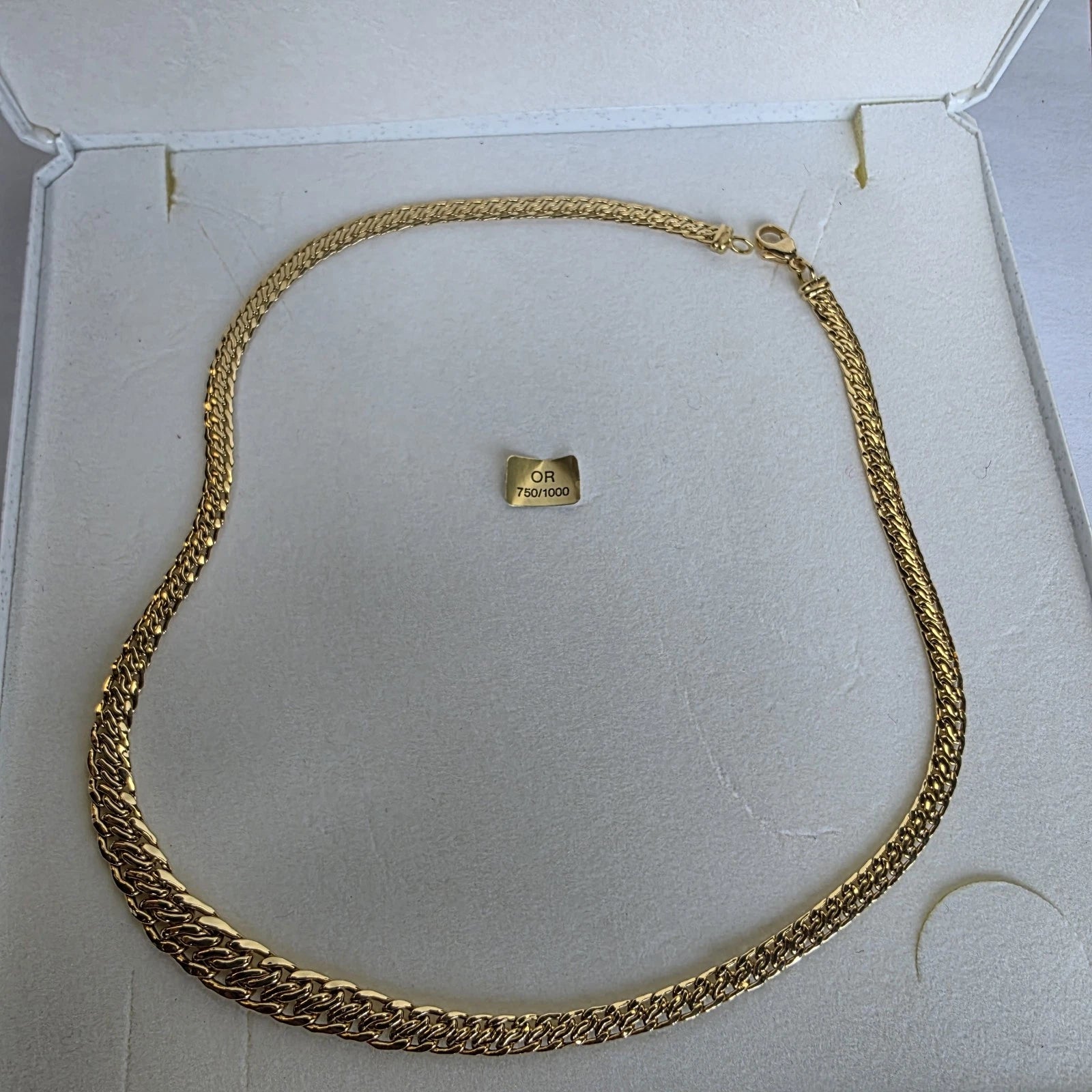 Collier Or Jaune 18 Carats 7501000 – Maille Tressée – Poinçon Tête d'Aigle