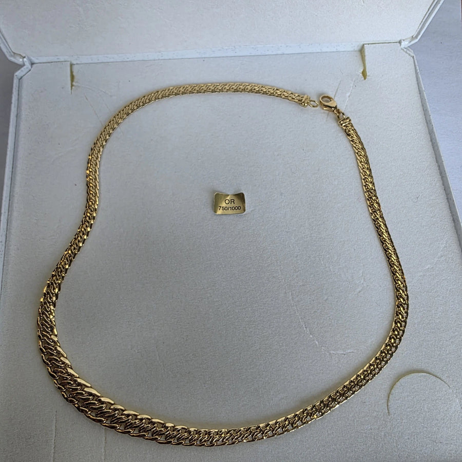 Collier Or Jaune 18 Carats 7501000 – Maille Tressée – Poinçon Tête d'Aigle