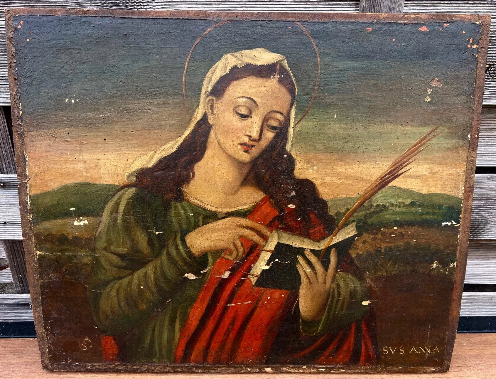 Ancien Tableau Sainte Anna École Veneto Dalmate 1600 Religieux Haute Époque