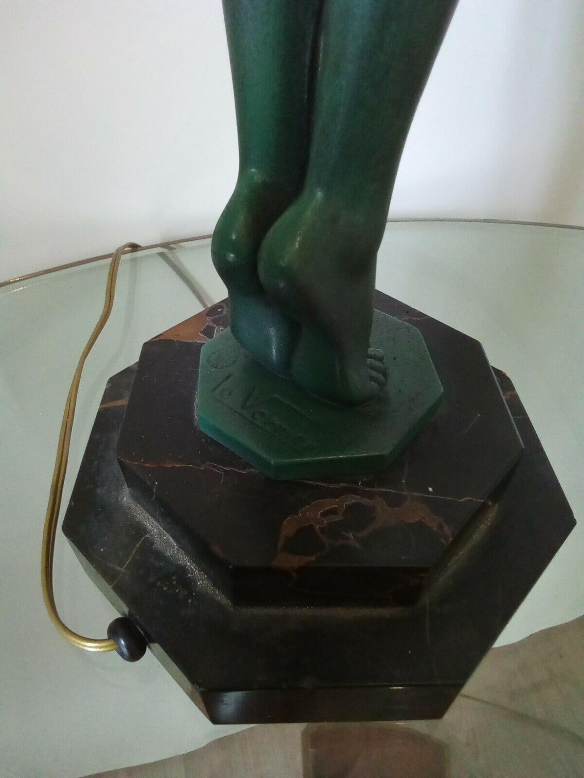 Max Le Verrier Grande Lampe "Clarté" 64 cm Art Déco signés