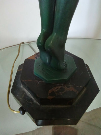 Max Le Verrier Grande Lampe "Clarté" 64 cm Art Déco signés