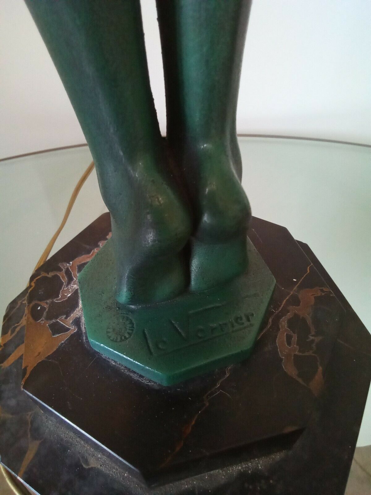 Max Le Verrier Grande Lampe "Clarté" 64 cm Art Déco signés
