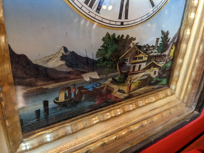 Horloge Forêt noire peinture tableau pendule murale Napoléon III