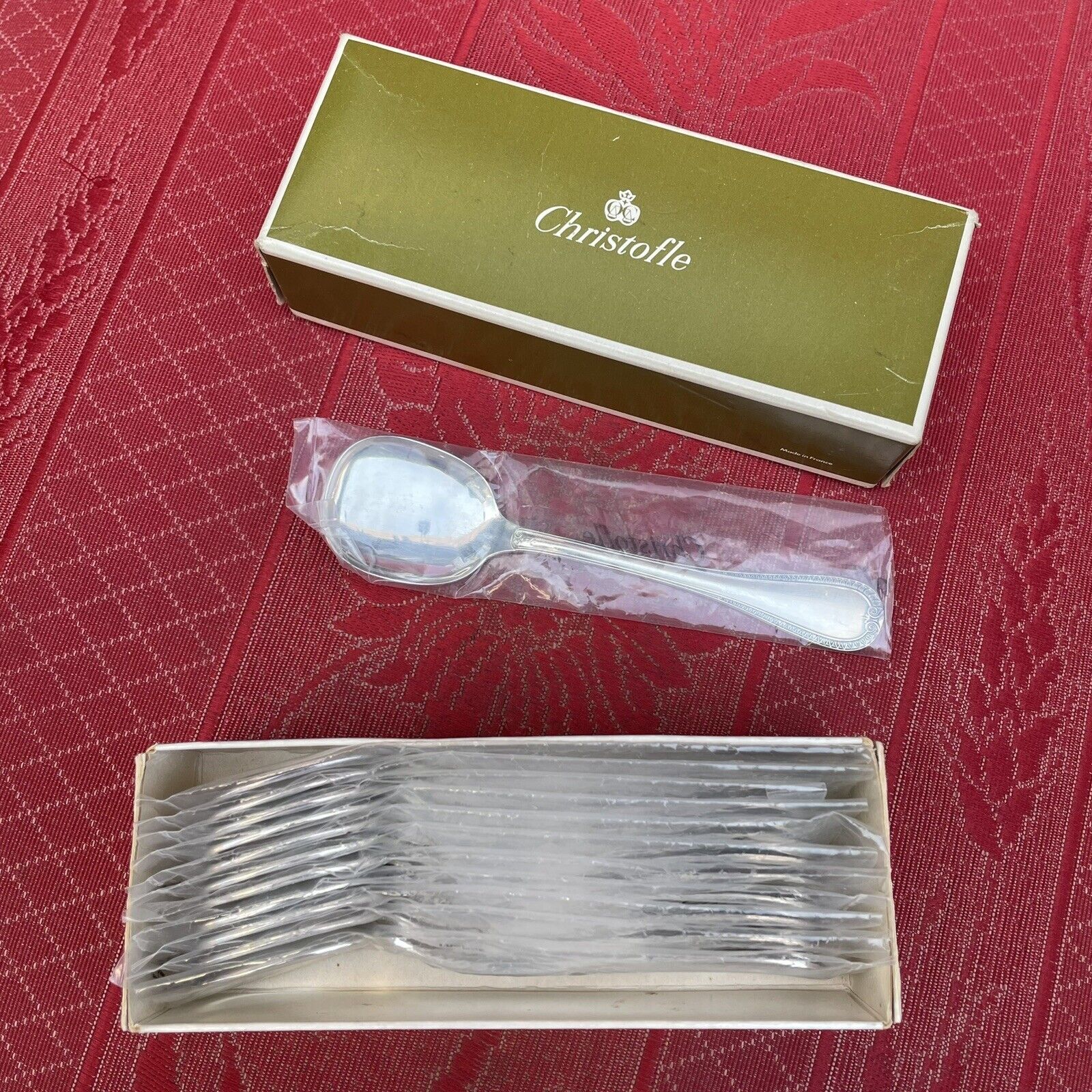 Christofle Malmaison 12 cuillères à glace 13cm métal argenté (Neuf sous blister)