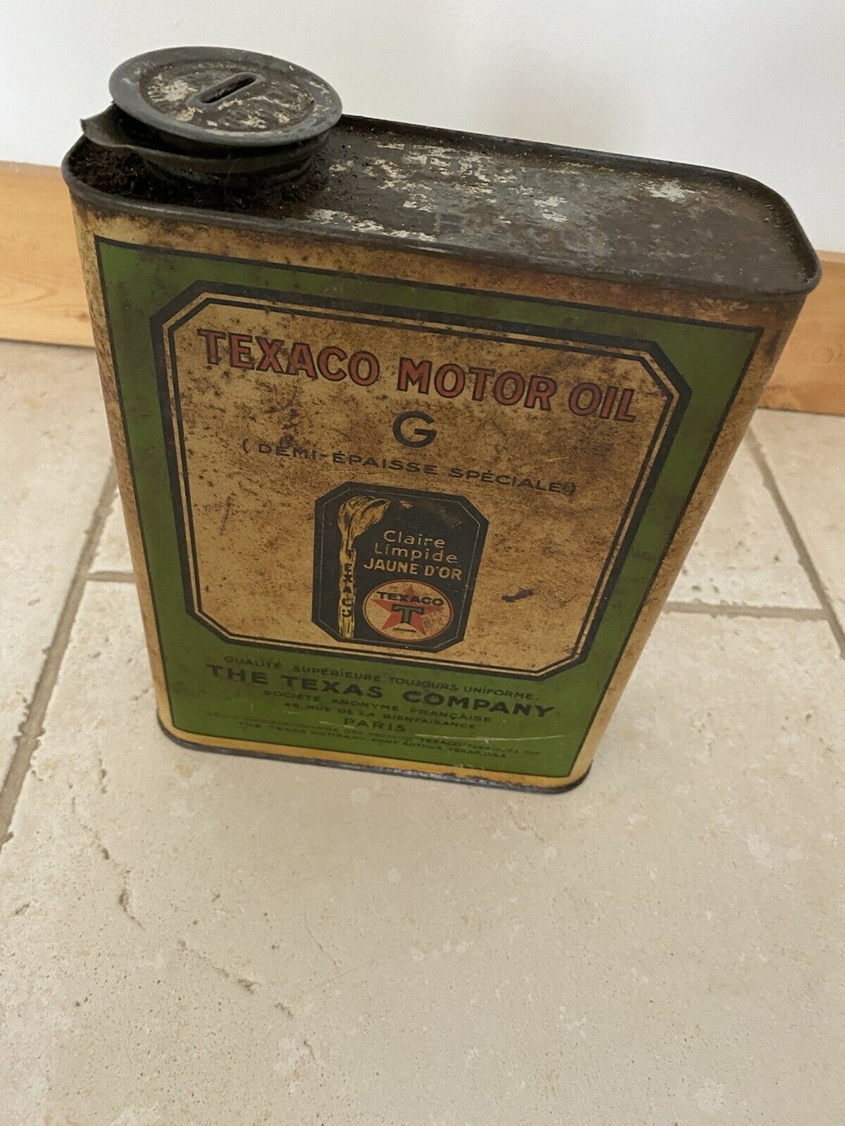 Bidon huile ancien Texaco Vintage Objet De Garage