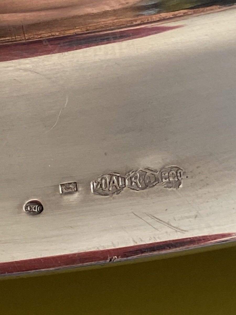 Ancien Grand Plat En Argent Massif Poincon 800