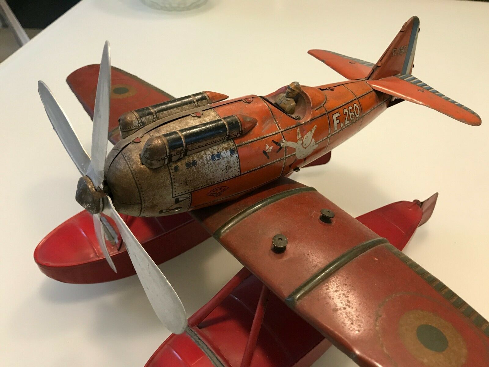 Jouet Ancien Mecanique  Tole Hydravion Jep F260