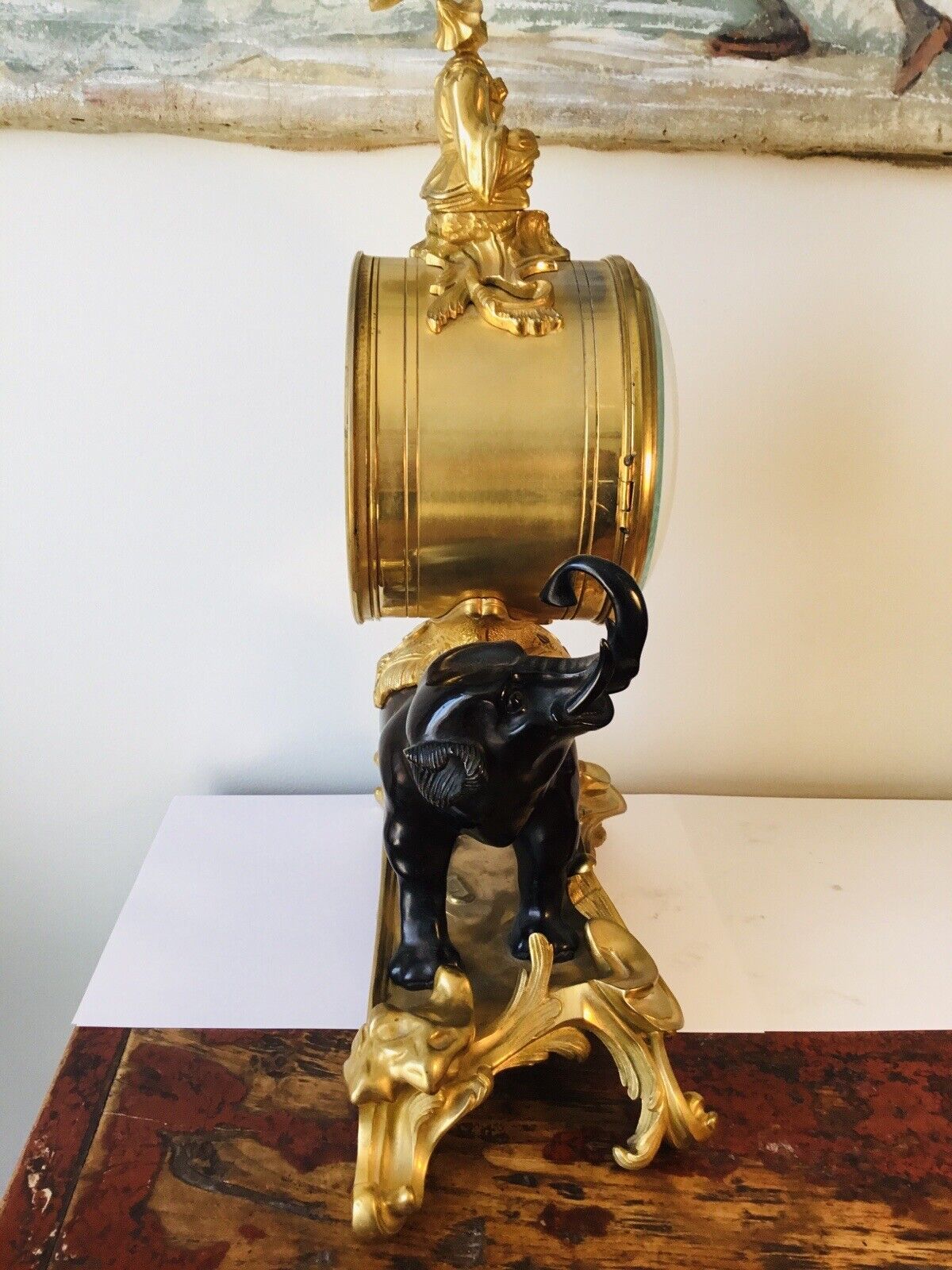 Pendule A L'Elephant Bronze Doré