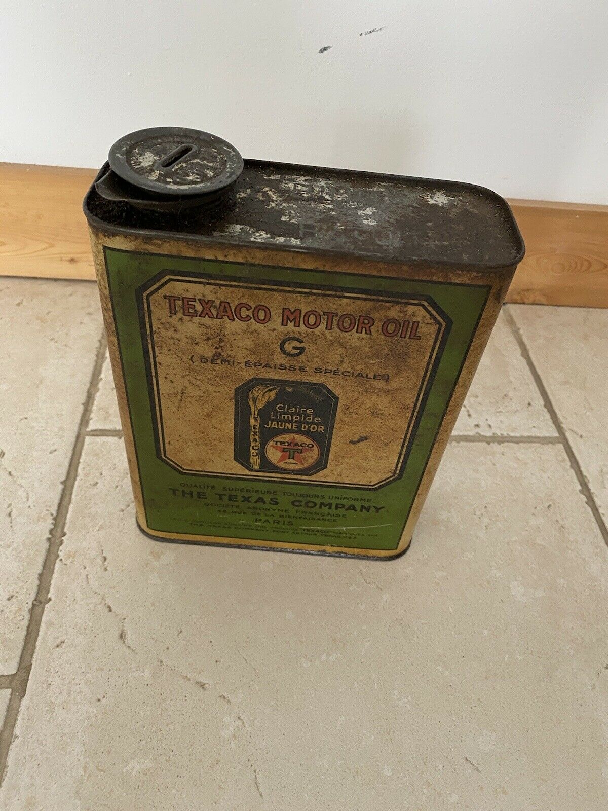 Bidon huile ancien Texaco Vintage Objet De Garage