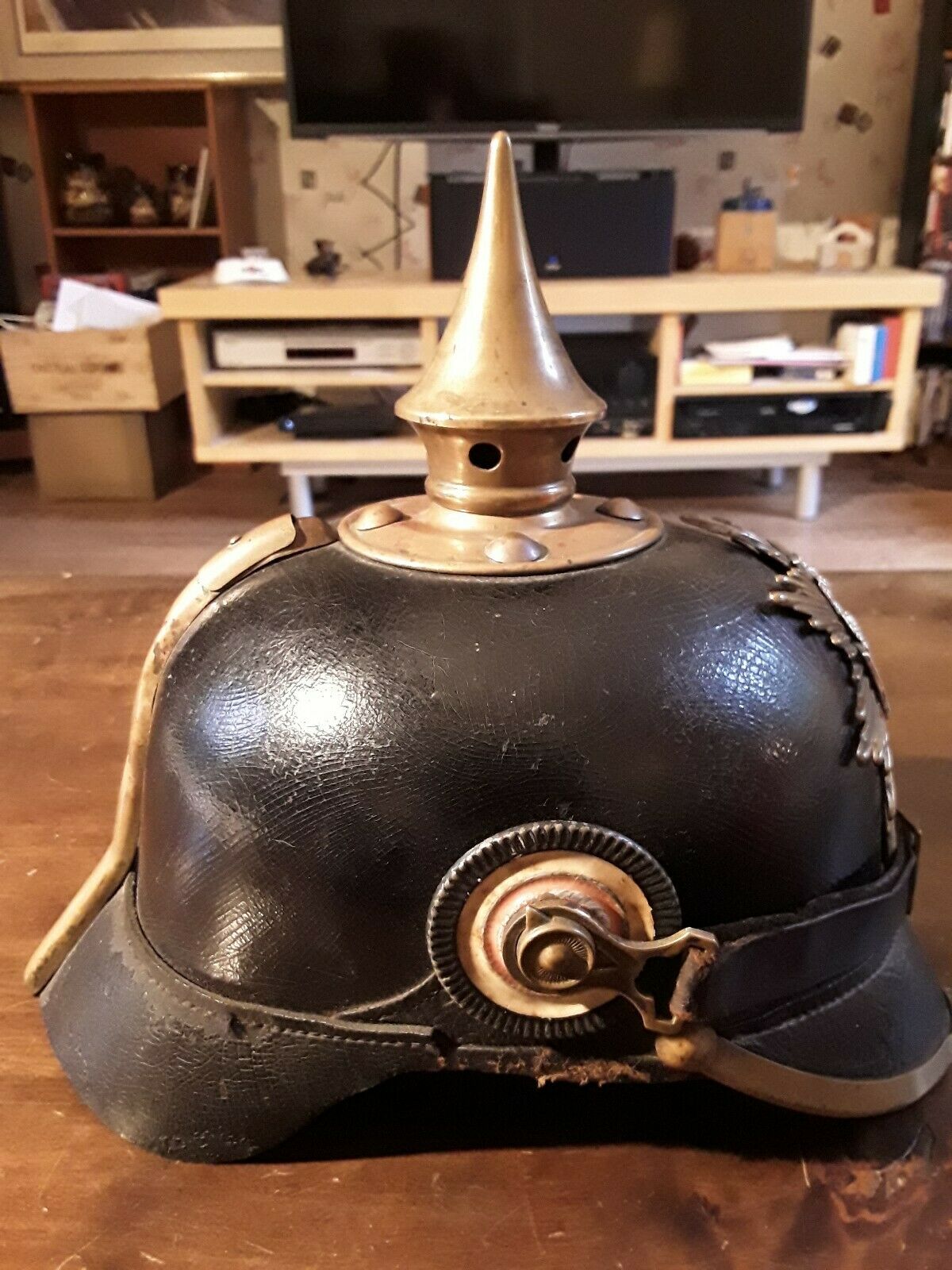 Casque À Pointe Troupe Saxe Reserviste Spikehelmet Pickelhaube