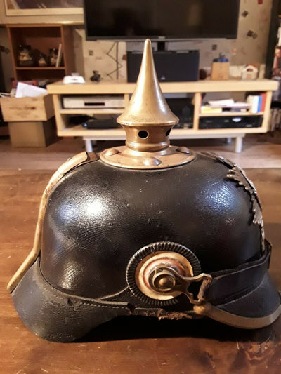Casque À Pointe Troupe Saxe Reserviste Spikehelmet Pickelhaube