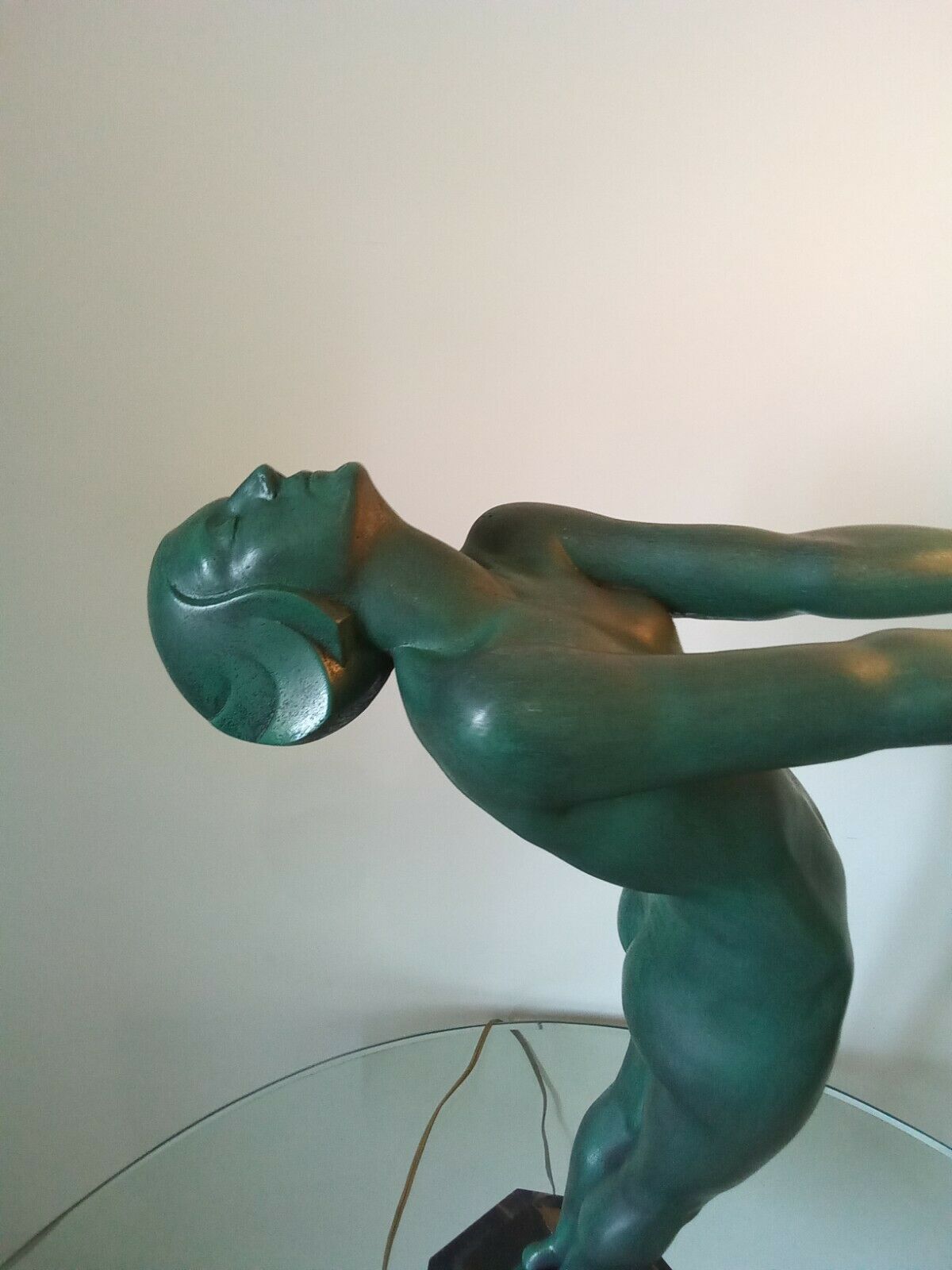 Max Le Verrier Grande Lampe "Clarté" 64 cm Art Déco signés