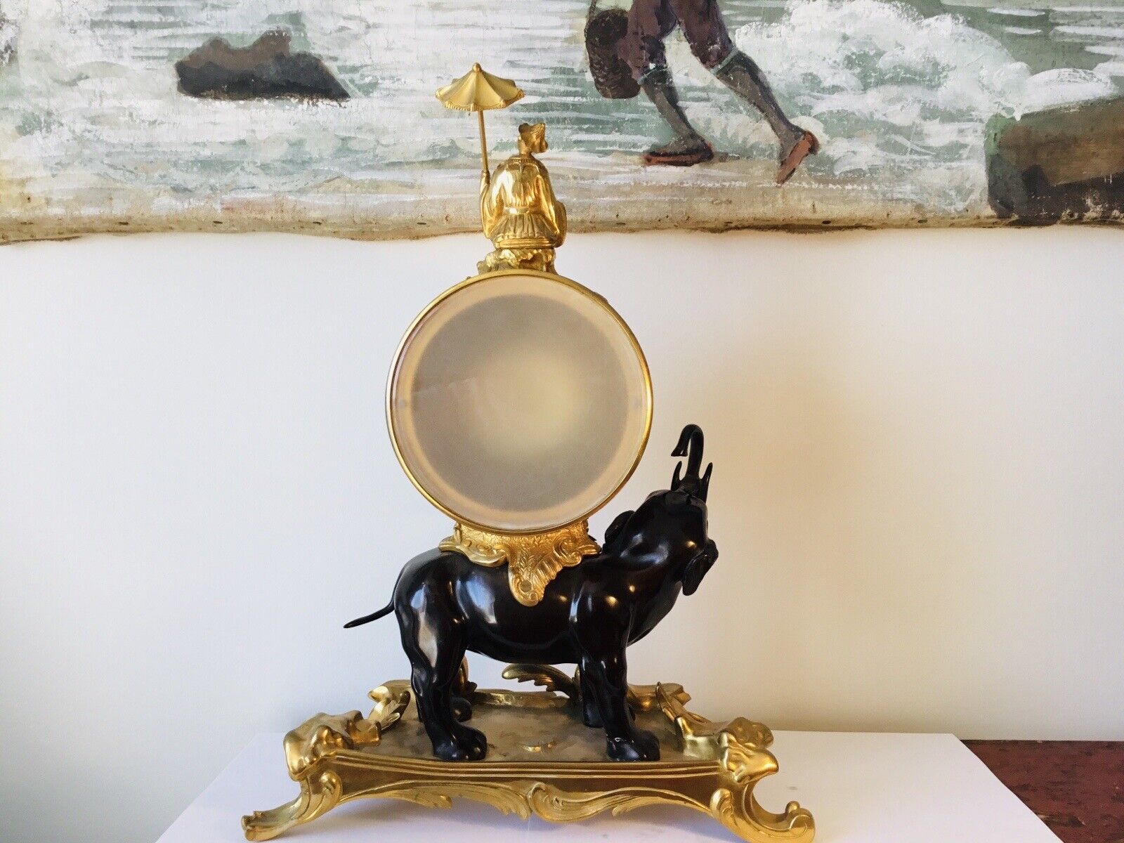 Pendule A L'Elephant Bronze Doré