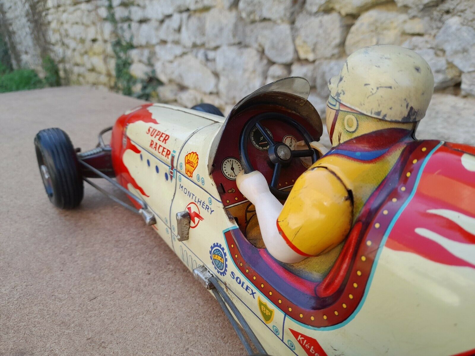 Voiture Gem Super Racer Montlhery En Tôle Des Années 50 A Friction