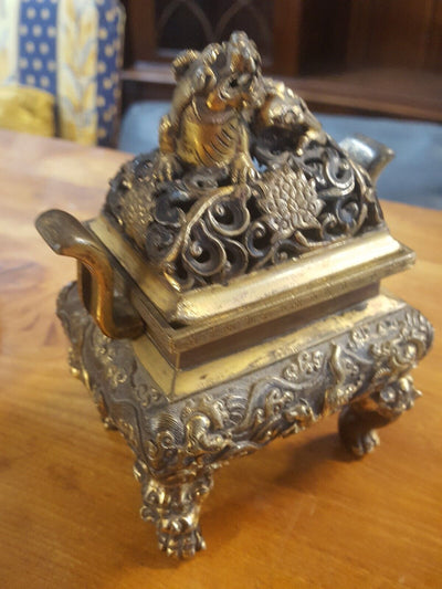 Ancien Brûle Parfum En Bronze Asiatique Chinese Vietnamien